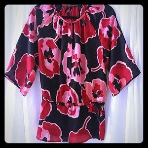 outback red blouse sz sm cinched waist